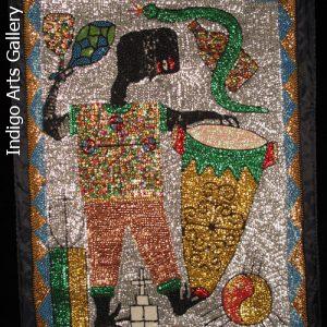 "Houngan with Drum" Vodou Banner