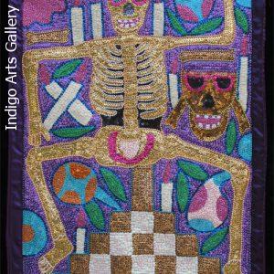 Dancing Ghede Sequinned Vodou Banner