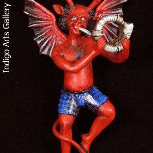 Retablo Musician Devil Ornament (French Horn)