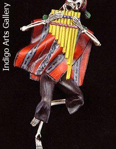 Skeleton Pan-Flautist - Retablo figure