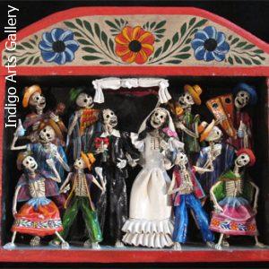 Boda de los Muertos (Skeleton Wedding) - Retablo