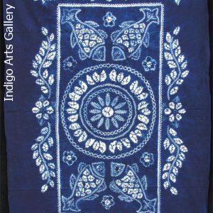 Indigo stitch-resist-dyed cotton cloth from Yunnan