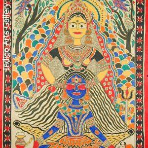 Shiva and Parvati - Mithila painting