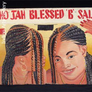 WHO JAH BLESSED 'B' SALON Two-sided Hairdresser Sign