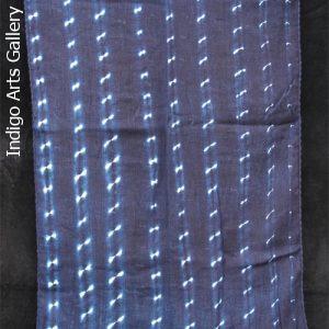 Indigo stitch-resist dyed light-weight cotton scarf