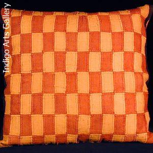 Raffia Kuba Cloth Applique Pillow