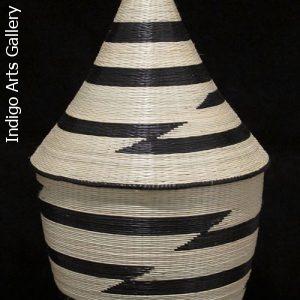 Traditional Peace Basket with Lid - White and Black