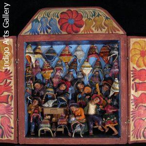 Tienda de Chullos (Andean Hat Shop) Retablo (Medium)