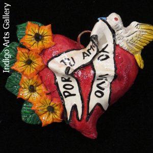 "Por tu amor yo vivo" Retablo Heart Ornament