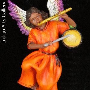 Retablo Angel Musician Ornament (flute and drum)