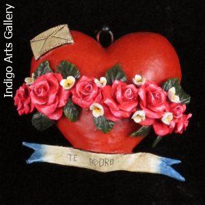 "Te Adoro" Retablo Heart Ornament