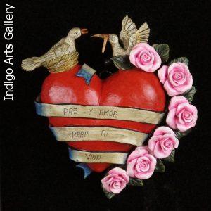 "Paz y Amor" Retablo Heart Ornament