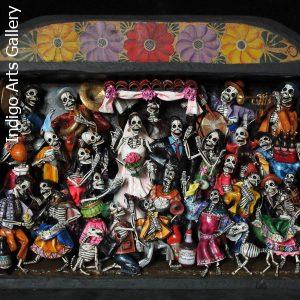 Boda de los Muertos (Skeleton Wedding) - Retablo