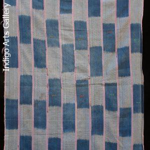 Baule Indigo ikat strip-weave cotton fabric