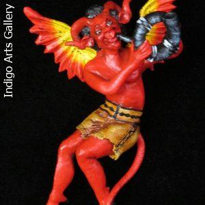 "Diablo Musico" Devil with a Horn - Retablo Ornament