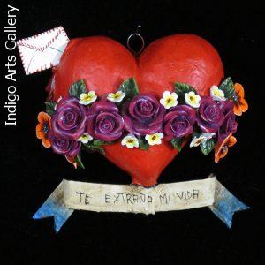 "Te Extrano mi Vida" Retablo Heart Ornament