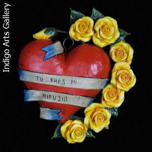 "Tu Eres Mi Refugio" Retablo Heart Ornament