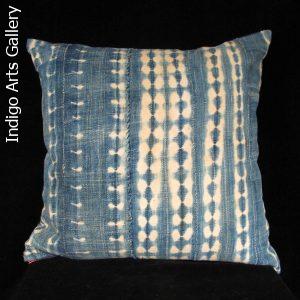 Vintage Indigo Tie-dye Pillow from Burkina Faso