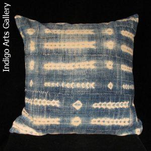 Vintage Indigo Tie-dye Pillow from Burkina Faso