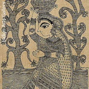 Woman Carrying Water - Mithila painting