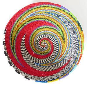 Imbenge Zulu Telephone Wire Basket (medium bowl shape) - Red Multicolor