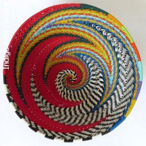 Imbenge Zulu Telephone Wire Basket (bowl shape) Red Multicolor