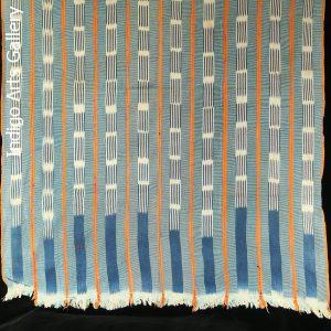 Baule Indigo ikat strip-weave cotton fabric