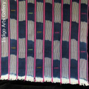 Baule Indigo ikat strip-weave cotton fabric