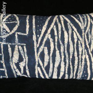 Vintage Indigo Resist-dye "Ndop" Cloth Pillow from Cameroon