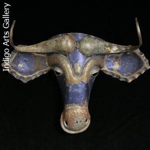 Recycled Steel Wildebeest Mask from Zimbabwe