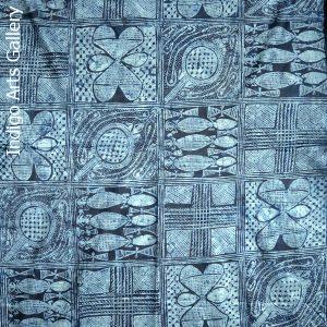 "Lizards" Yoruba Indigo Resist-dye "Adire Eleko" Cloth