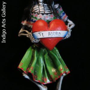 Calavera with a Heart - Retablo figure