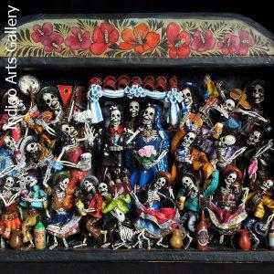 Boda de los Muertos (Skeleton Wedding) - Retablo