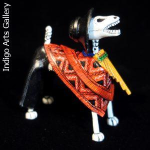 Pan-pipe Calavera Dog - Retablo Figure