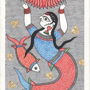 Matasya Kanya (mermaid with lotus and fish)