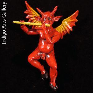 Devil with a Flute - Retablo Sculpture