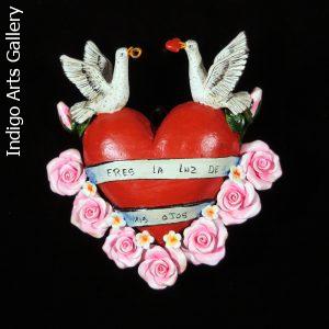 "Eres la Luz de mis Ojos" (You are the light of my eyes) Retablo Heart Ornament