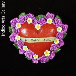 "Mi Dulce Amor" (My Sweet Love) Retablo Heart Ornament