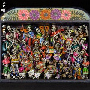 Danza Tijeres de Esqueletos (Dance of the Scissors) Retablo (version 5)