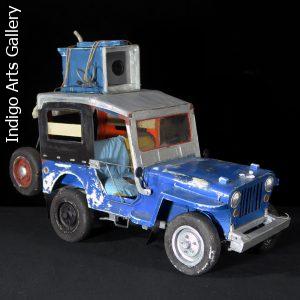 Blue Willys with a Load - Jeep Sculpture