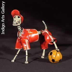 Calavera Dog Soccer Player - Retablo Figure