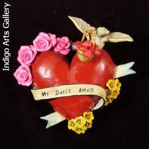 "Mi Dulce Amor" (My Sweet Love) Retablo Heart Ornament