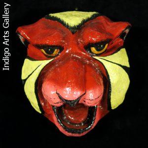 Red and Yellow Jaguar Carnival Mask