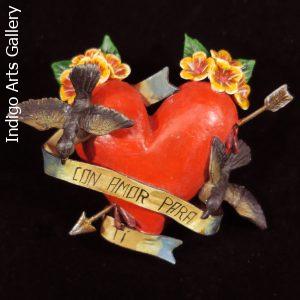 "Con Amor Para Ti" (With love for you) Retablo Heart Ornament