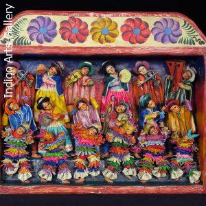 Masked Carnaval Avelino Musicians (Fiesta) - Retablo