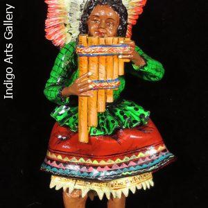 Angel with Pan-pipes - retablo figure