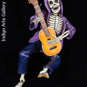 Calavera Guitarist in Hoodie - retablo figure