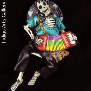 Calavera Accordionist - retablo figure