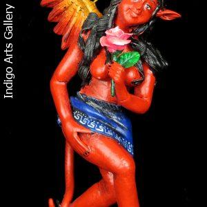 Diabla with Rose - Retablo Sculpture