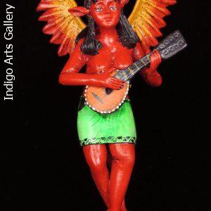 Diabla with Mandolin - Retablo Sculpture